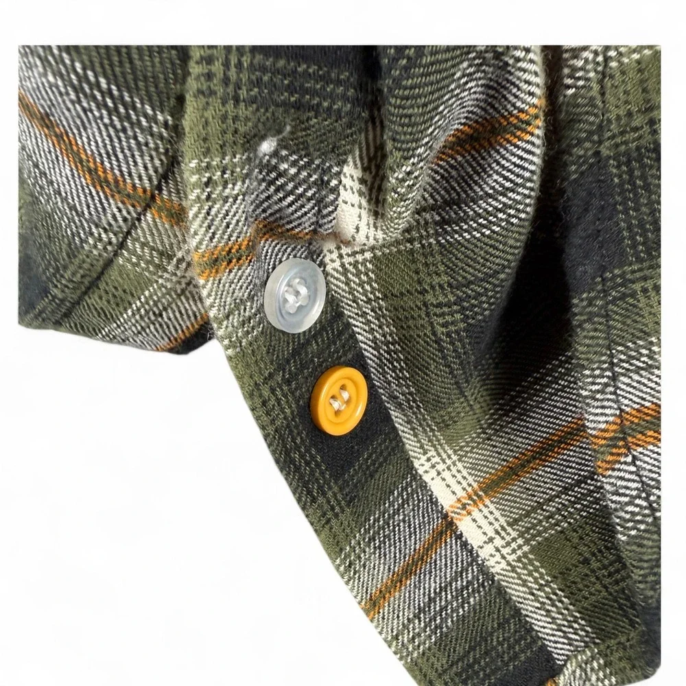 LRG‎ Lifted Research Group Shirt Mens L Green Plaid Flannel Buttoned Long Sleeve